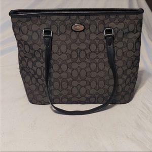 Coach F36185 Black on Black Jacquard Outlined Signature Tote